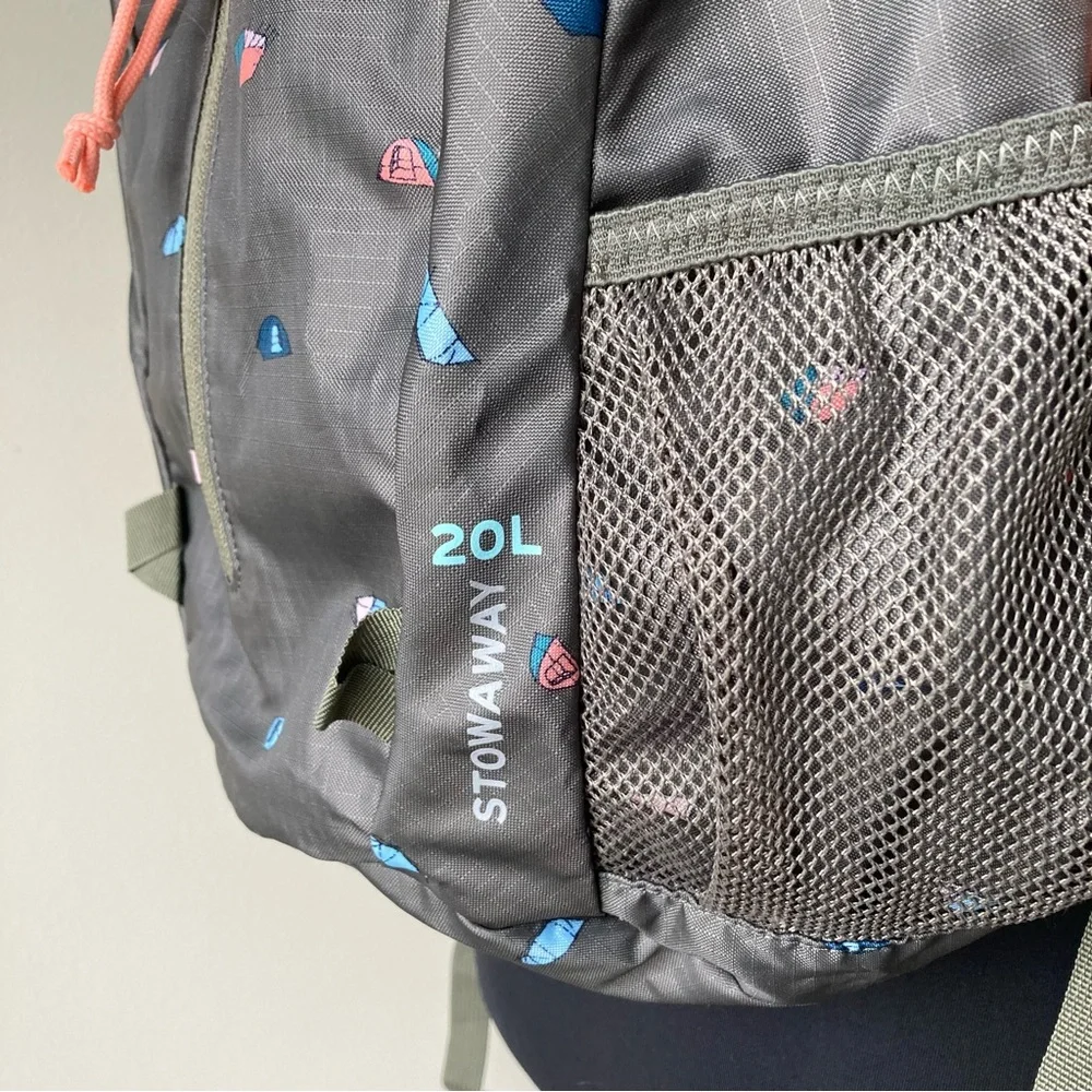 Eddie Bauer Stowaway Backpack 20L Gray‎ with Tent Camping Graphic Foldable